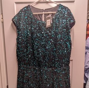 City Chic Green Sequin Cocktail Dress Large 20